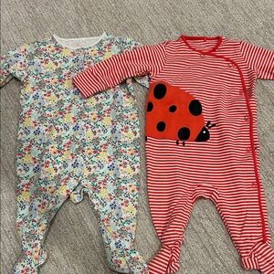 Next Red Striped and Floral Bodysuit Set